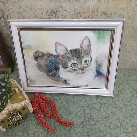 猫 水彩画 原画