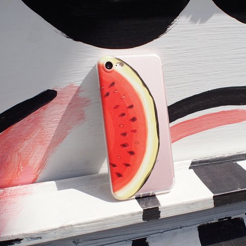 Watermelon クリアソフト ケース [ iPhone5～iPhone14/ 14 Plus/ 14 Pro/ 14 Pro Max & Samsung ]