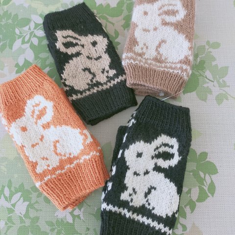 編み込み　フィンガーレス手袋