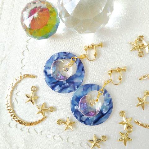 新月ピアス＆イヤリング 月 星 宇宙 