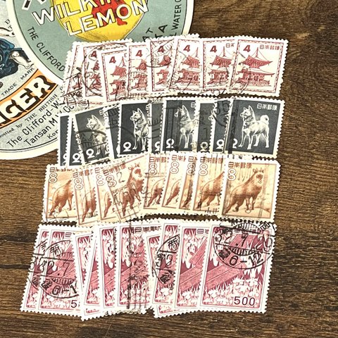 昭和レトロな切手・4種×各10枚枚☆使用済み切手・古切手
