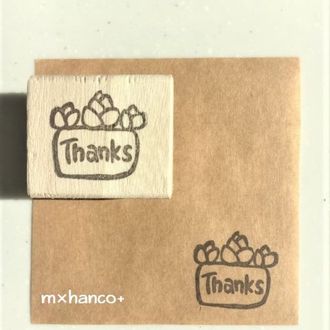 ▼再販▼ プチ多肉植物ギャザリング「Ｔｈａｎｋｓ」の消しゴムはんこ。