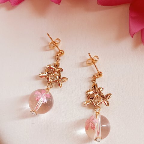 中華風　桜雲　ピアス（イヤリング）