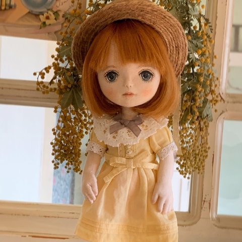 麦わら帽子　約25cm 創作人形　yurimichidoll 布引張子人形