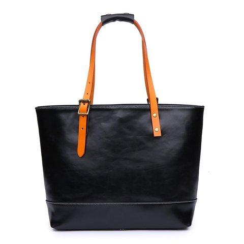 トートバッグ　鞄　革　オールレザー　大容量　ビジネス　男女兼用　お持ち手調節可　2way 黑色　D20