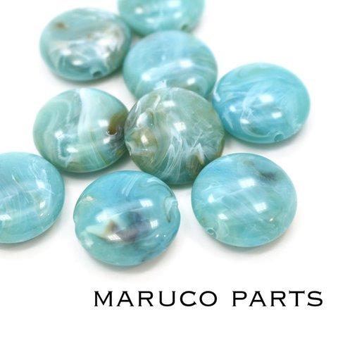 【マーブル天然石調＊フラットラウンド＊10個＊両穴】【19#ターコイズ】ヴィンテージ風◎beads-079-c19-m