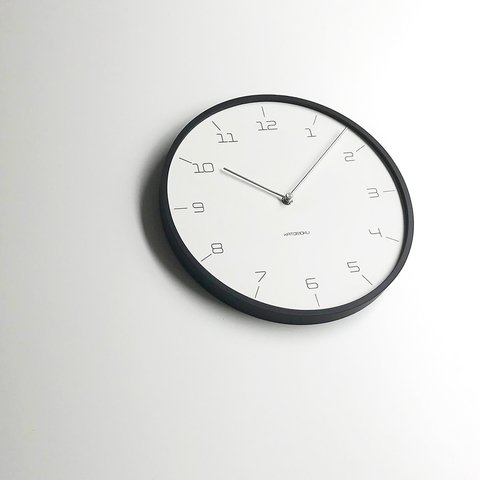 plywood wall clock 7 -Slim Clock- ブラック 連続秒針 km-71B