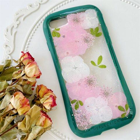 紫陽花、iFace風押し花スマホケース、iPhoneのみ対応、手帳型、iPhone15、iPhone15 Pro、iPhone15plus、iPhone14、iPhone14 plus、iPhone8