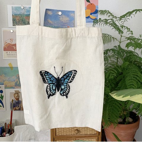tote bag / Blue butterfly