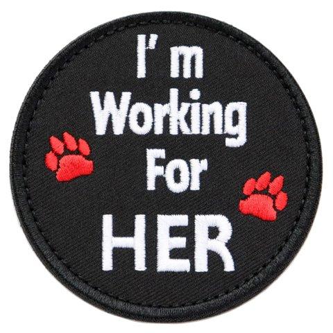 ワッペン 介助犬 I'm Working For HER マジックテープ着脱式 彼女のために働いています 盲導犬・補助犬 刺繍パッチ