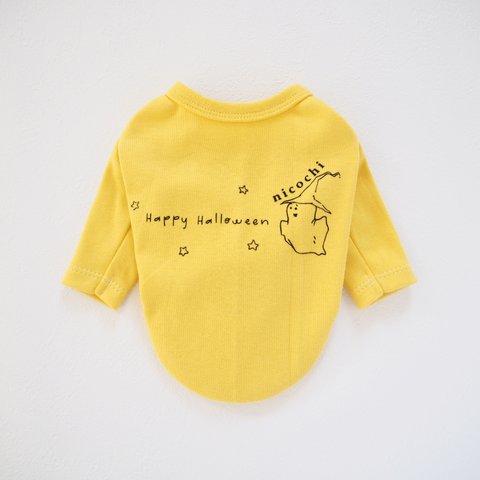 《9/24 21:00発売｠Happy HalloweenロンTee：yellow【名入れ無料】半袖/袖無しへの変更可◎