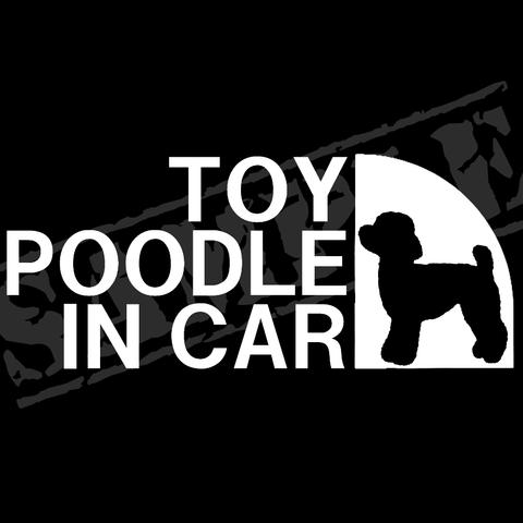 TOY POODLE IN CAR（トイプードル） パロディステッカー / 7cm×17cm