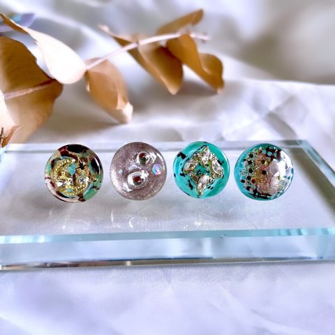 glass flat round 6way button series 《4点セット》