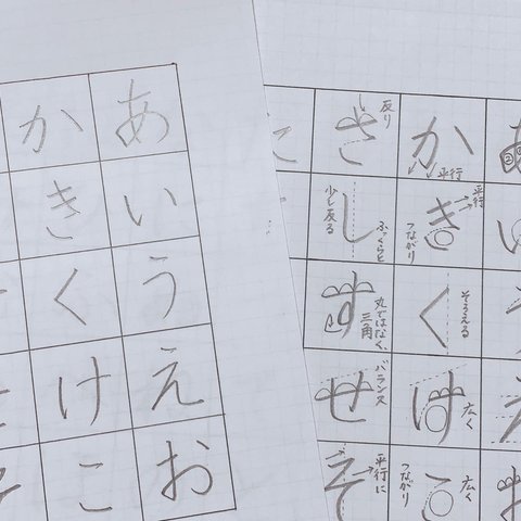 書き方お手本（平仮名＋片仮名）共に解説付き