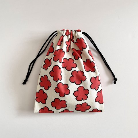 巾着袋 23×18/ohajiki flower:red