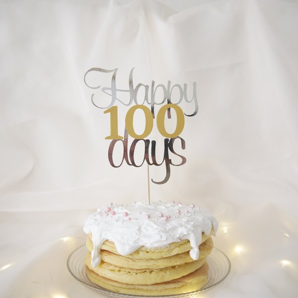 100日祝い お食い初め ケーキトッパー ＊ 100days 100日記念日 飾り付け【144】