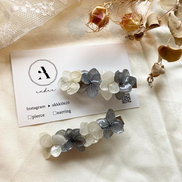 色移り有り 値下げ☆no.2あじさい レジン ハンドメイドヘアクリップ