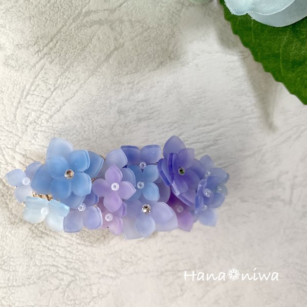 咲き乱れる紫陽花バレッタ(夜雨色) - Hananiwa'S GALLERY 咲き乱れる紫陽花バレッタ(夜雨色) - Hananiwa'S GALLERY