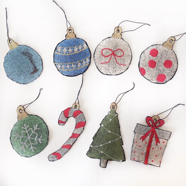 刺繍クリスマスオーナメント8個セット - 刺繍・布小物 emu 刺繍クリスマスオーナメント8個セット - 刺繍・布小物 emu