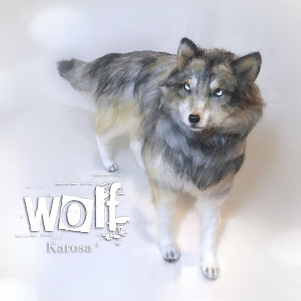 リバーシブルタイプ 羊毛フェルト ハンドメイド ハイイロオオカミ 狼 ウルフドッグ