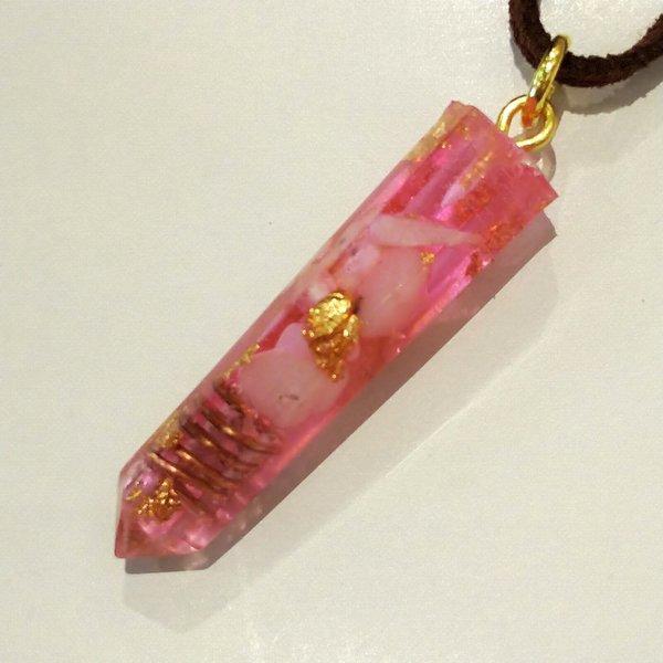 夫婦円満☆六角柱オルゴナイトの紐ペンダント(願い叶えるメモリーオイル封入)