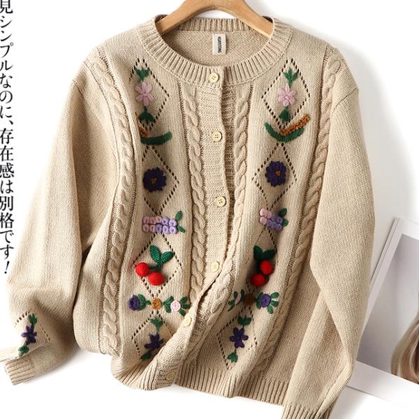 春必須一品 カーディガンのセーター レトロ 刺繍 ニット 春必須一品 カーディガンのセーター レトロ 刺繍 ニット