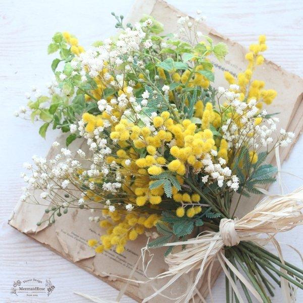 完売】ミモザとかすみ草とミントの草原ブーケ - MermaidRose 完売】ミモザとかすみ草とミントの草原ブーケ - MermaidRose