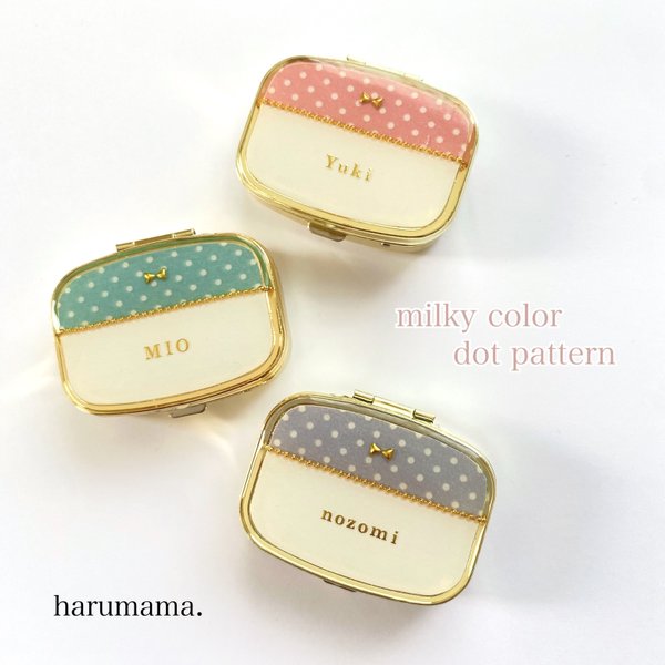再販*【名入れ】ミルキードット×リボン ピルケース 再販*【名入れ】ミルキードット×リボン ピルケース