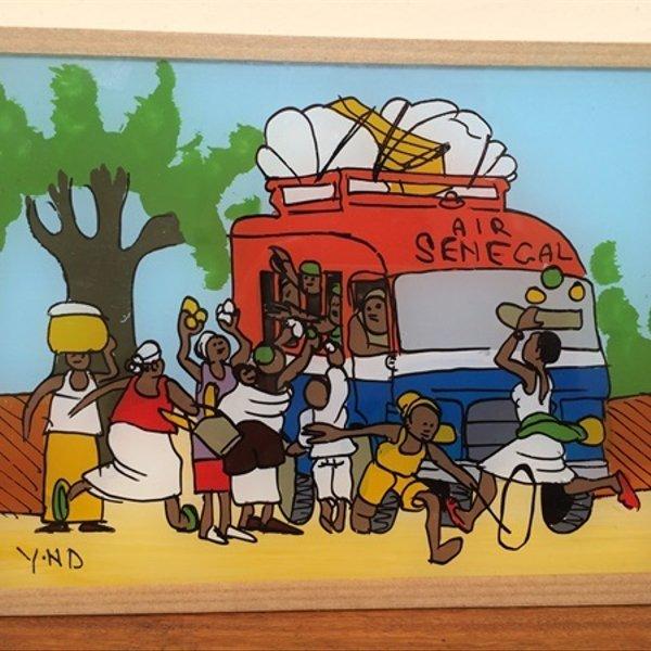 アフリカのガラス絵「カーラピッドと売り子達」（雑貨/アート）