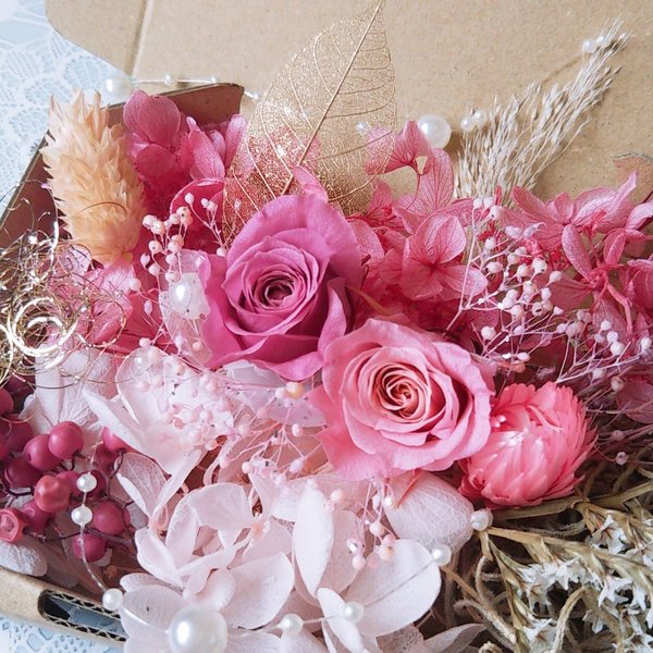 花材詰め合わせ　花材セット　ピンク系　ドライフラワー