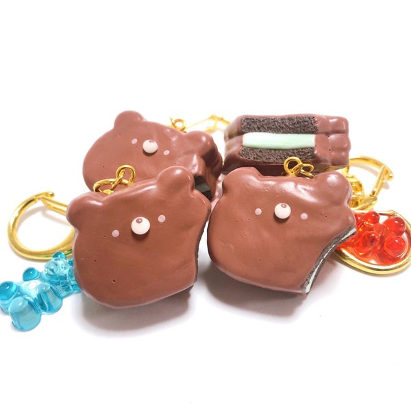 くまさんチョコパイ【チョコミント】 キーホルダー フェイク