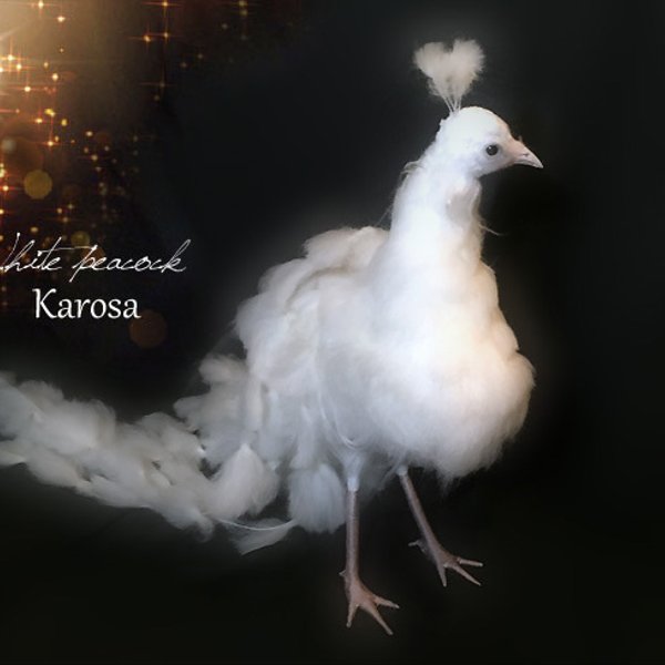 再販 白孔雀 純白 羊毛フェルト アートドール 鳥 - Karosa 再販 白孔雀 純白 羊毛フェルト アートドール 鳥 - Karosa