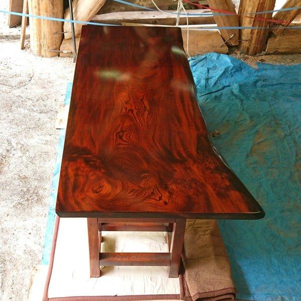 【大特価セール】ケヤキ一枚板ダイニングテーブル・座卓 摺り漆