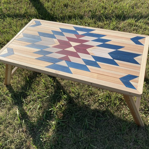 オルテガ柄ローテーブル 折りたたみテーブル - wood style K&Y オルテガ柄ローテーブル 折りたたみテーブル - wood style K&Y