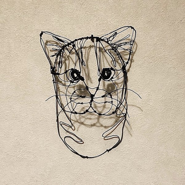猫と蝶々 ワイヤーアート ワイヤークラフト 立体 自立型-