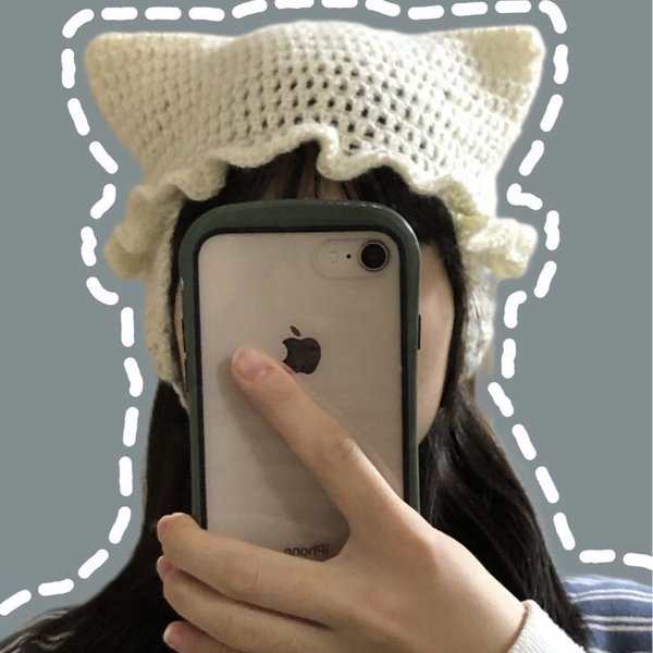 ハンドメイド 猫耳ニット帽 リボン紐付き y2k ビーニー グランジ ハンドメイド 猫耳ニット帽 リボン紐付き y2k ビーニー グランジ