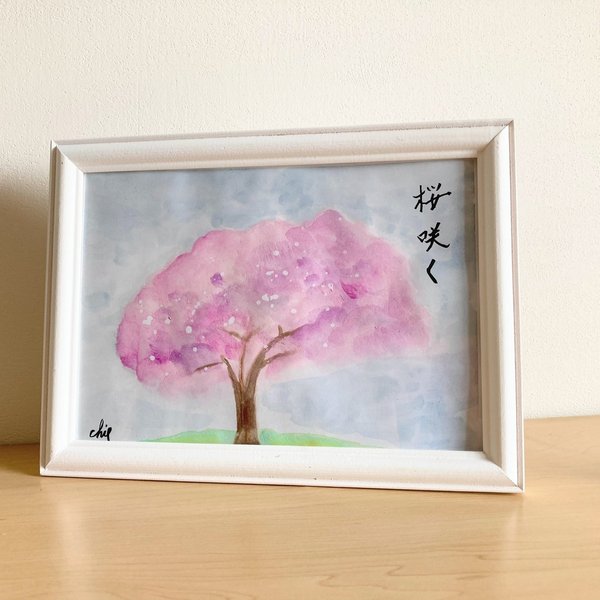 ぷうあさま専用(原画)桜色の月【A5サイズ/水彩画】絵画 しまい ぷうあさま専用(原画)桜色の月【A5サイズ/水彩画】絵画 しまい