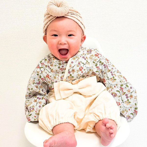ベリー柄ミストブルーのベビー袴 初節句 こどもの日 お食い初め ベリー柄ミストブルーのベビー袴 初節句 こどもの日 お食い初め