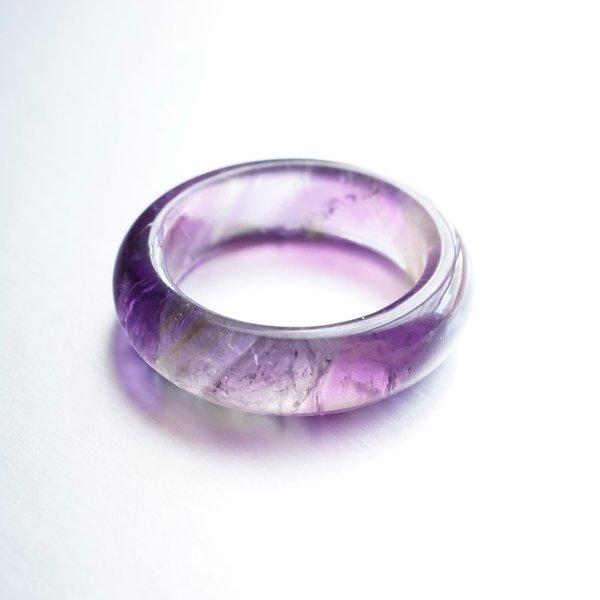 13号 アメジスト ⑤ くりぬきリング 虹入 指輪 天然石 紫水晶
