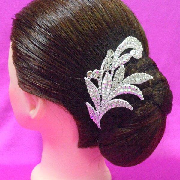 社交ダンススワロフスキー髪飾りヘアアクセサリー2花