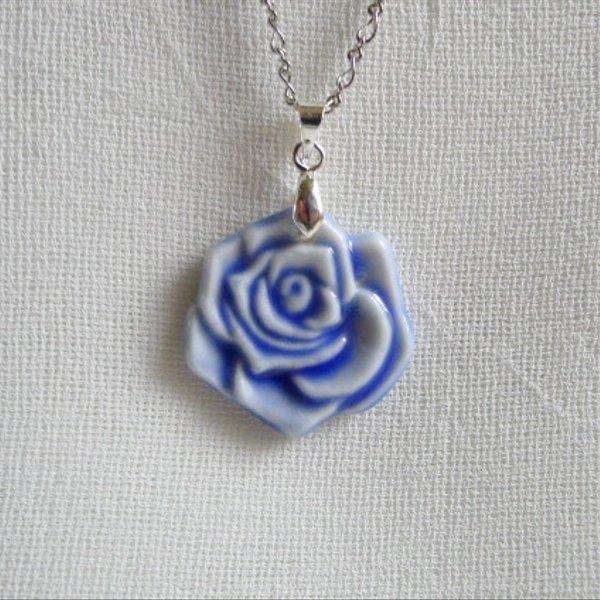 青い薔薇のガラスのジュエリー *ネックレス ペンダントトップ10735