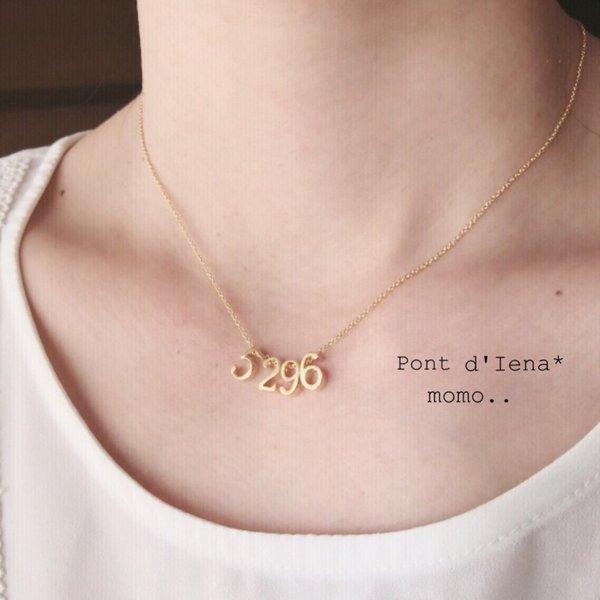 4桁ナンバーネックレス*極細チェーン PONT D ニットに チェーン ナンバーネックレス メンズ ゴールド 40cm