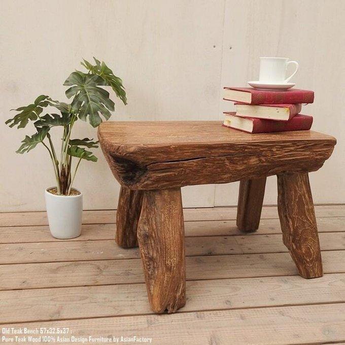 ビンテージ無垢木　古木　スツール　ウッドテーブル　ベンチ　花台　コーヒーテーブル