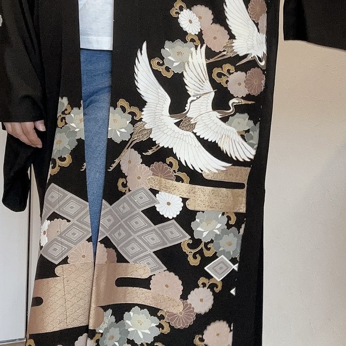 一点物 正絹 着物 リメイク ハンドメイド ロングカーディガン 一点物 正絹 着物 リメイク ハンドメイド ロングカーディガン
