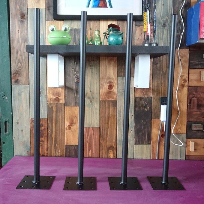 無塗装でアイアンな丸鉄脚♪21.7×650mm 4脚Ver. ダイニングテーブル