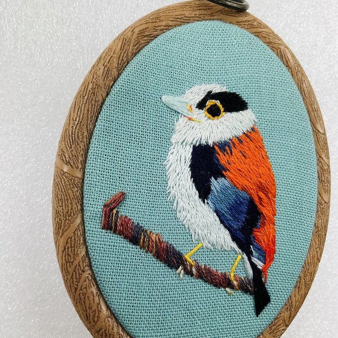 刺繍フレーム 可愛い小鳥 Silver-breasted Broadbill 刺繍フレーム 可愛い小鳥 Silver-breasted Broadbill