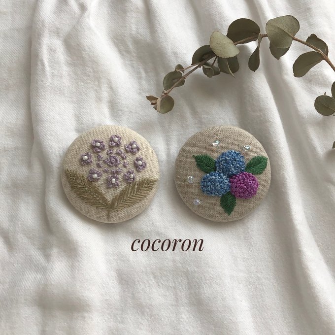 T-ポイント5倍】 ハンドメイド 招き猫 刺繍 楕円 くるみボタン