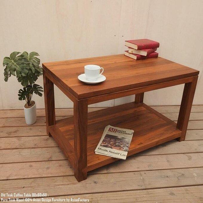 オールドチーク無垢材 コーヒーテーブル 80cm NA リビングテーブル