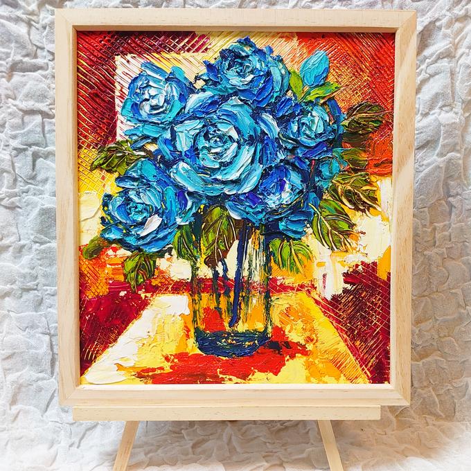 油絵 絵画【青いバラ】 - HR | minne 国内最大級の 油絵 絵画【青いバラ】 - HR | minne 国内最大級の