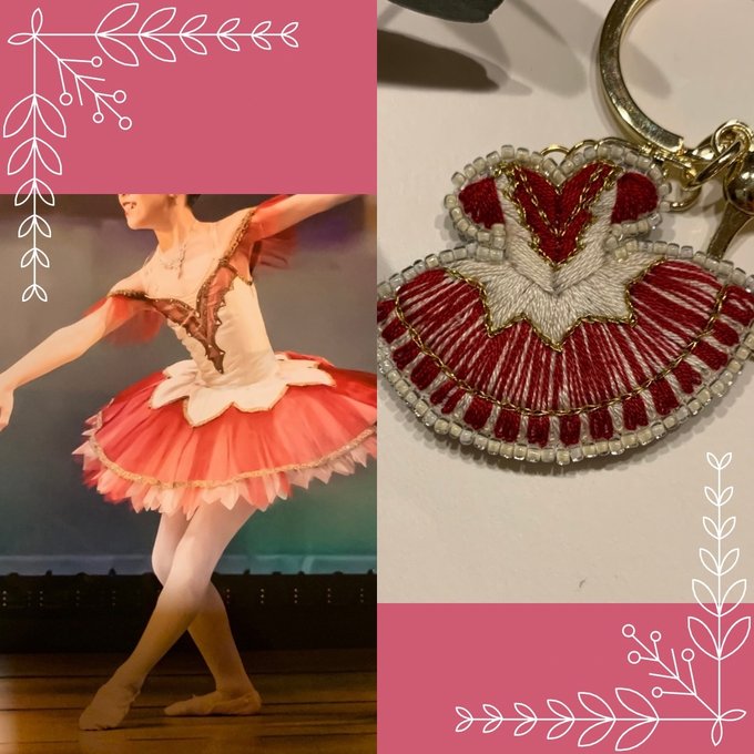 オーダーメイド バレエ衣装 チュチュ 刺繍ビーズブローチ/キー オーダーメイド バレエ衣装 チュチュ 刺繍ビーズブローチ/キー